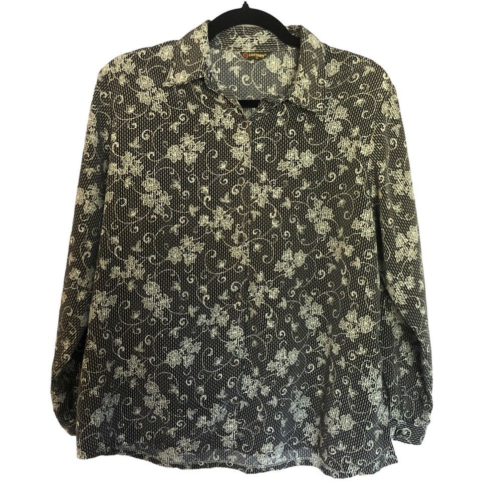Lottery Vintage Patterned Button Down Women’s Blouse Lightweight Floral Striped